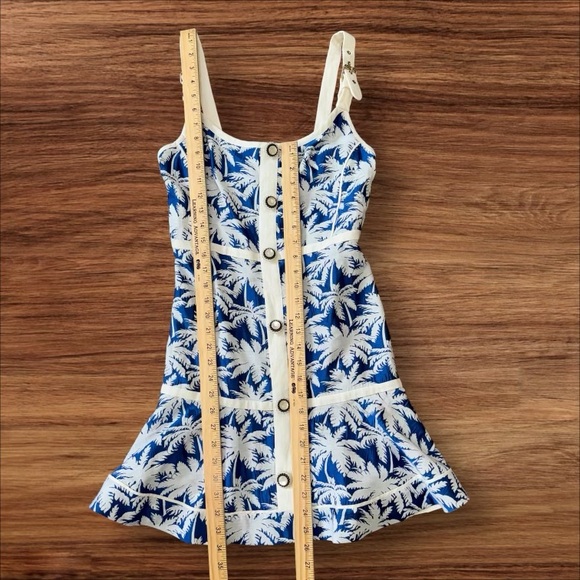 Alexis Lisel Dress Blue White Palm Jacquard Printed Mini Dress Size XL - Picture 8 of 14